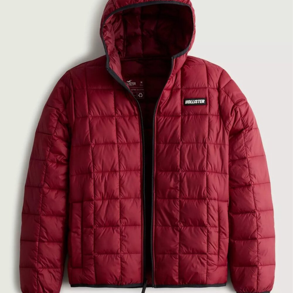 Hollister Men's Lightweight Sz S Ultimate Puffer Jacket Burgundy Red